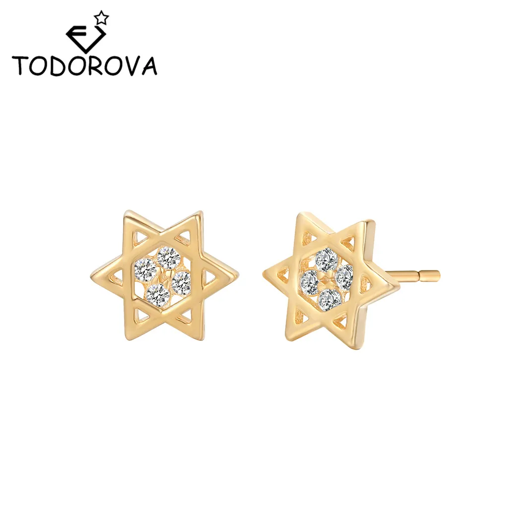 Маленькие Геометрические серьги-гвоздики Todorova Magen Star of David с гексаграммой для женщин, Исраэль, этническая вера, ювелирные изделия, подарки для девочек