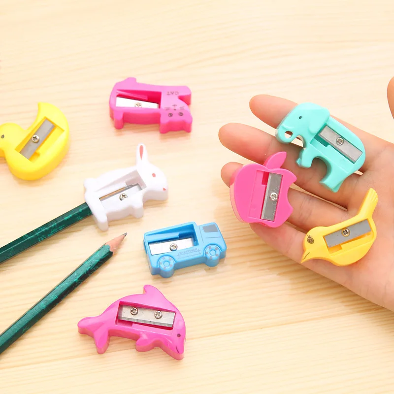 

8pcs/Lot Simple Practical Pencil Sharpener Cute Cartoon Animal Dolphin Elephant Pencil Sharpener For Kids Gift Color Random