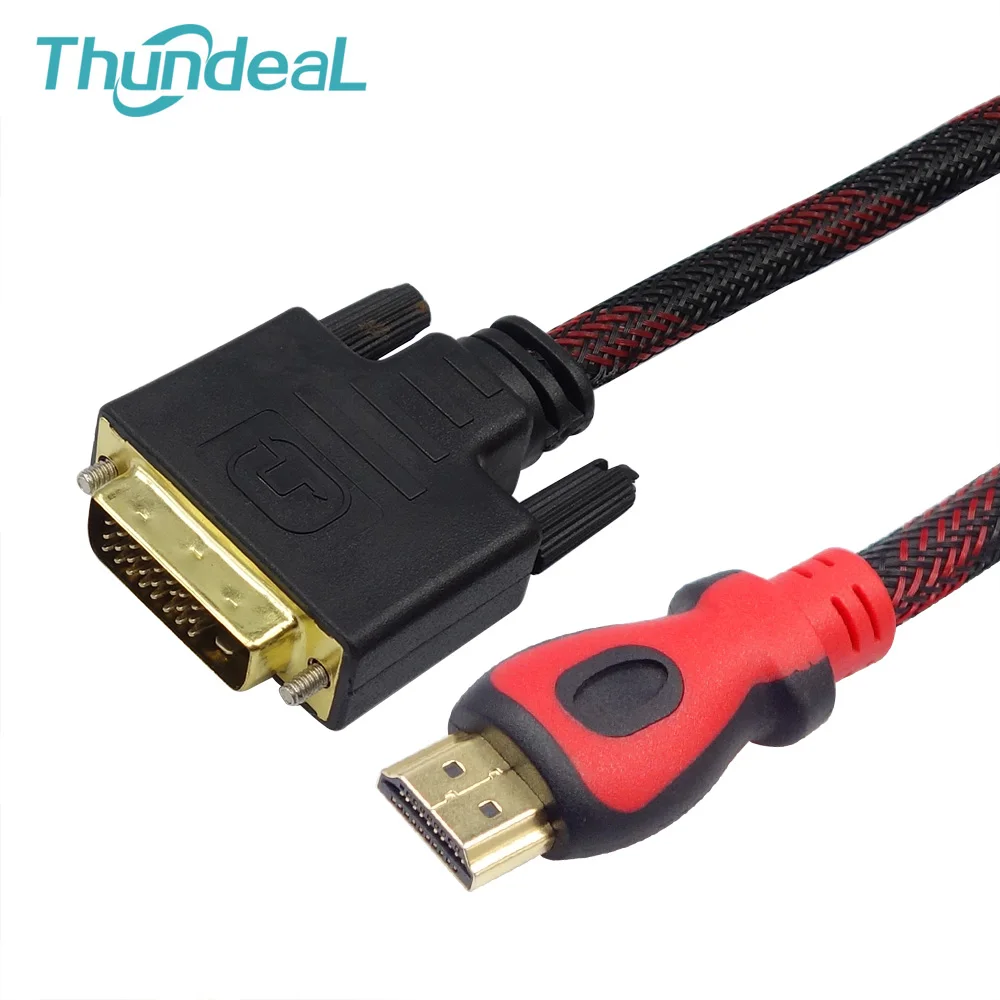 

ThundeaL HDMI to DVI Cable 1.5m 3m 5m 10m Braid Gold DVI-D 24+1 Pin Adapter HDMI Cable 1080P for LCD DVD HDTV XBOX Projector PS3