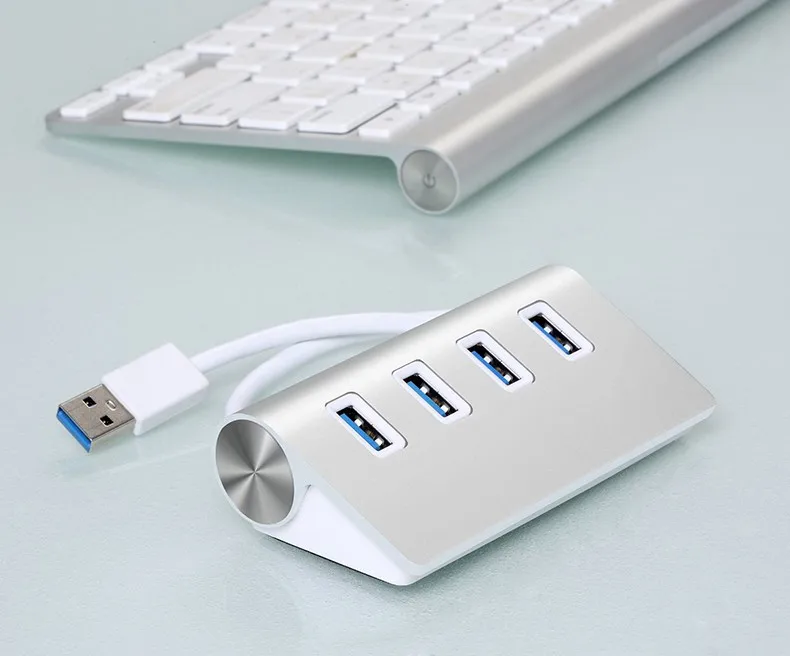 BinFul 4 порта 2,0& 3,0 usb-хаб 30 см кабель питания несколько серебряных USB разветвитель алюминиевый сплав USB-HUB для компьютера медиа зарядное устройство