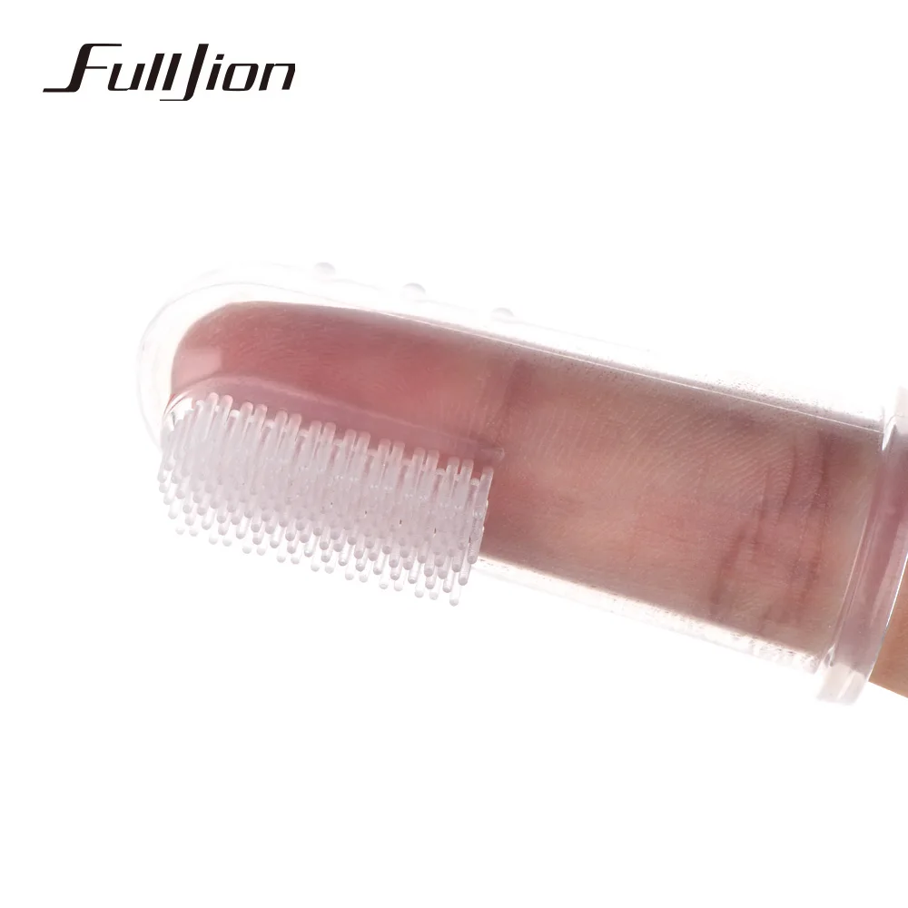 Fulljion Dental Care Baby Toothbrush Kids Silicone Finger Brush Clear Massage Soft Teether With Box For Infant Boy Girl Teeth