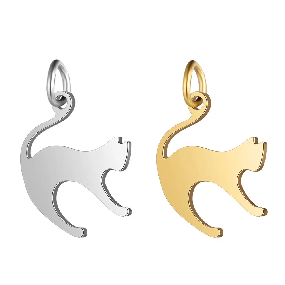 

5pcs/lot Running Cat Charms Wholesale 100% Stainless Steel Jewellery Making Charms Steel and Gold Filled Jewelry Charms 2019 New