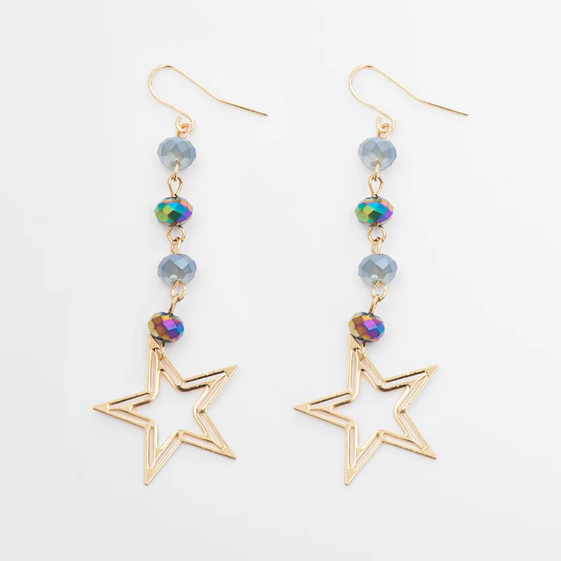 

INALIS Long Ear Hook Fashion Design Jewelry for Women Girl Party Gift Star Dangle Drop Earrings with Crystal Beads Brincos