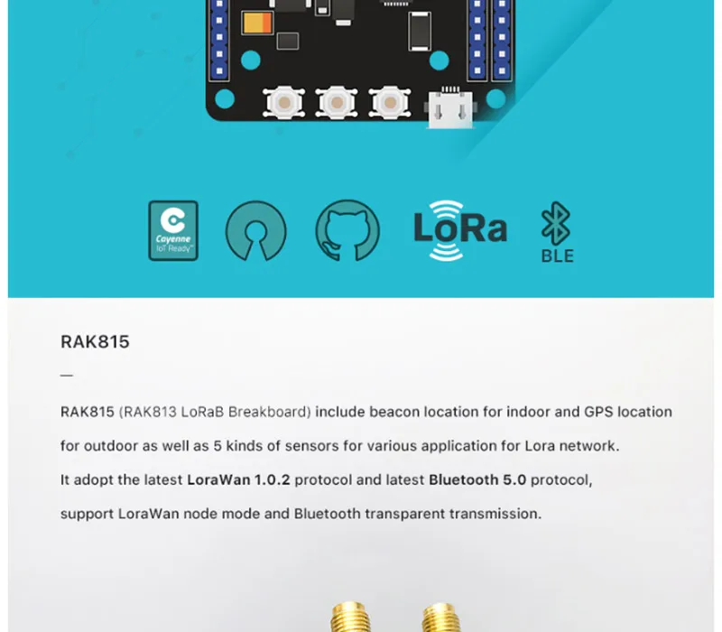 Гибридный модуль трекера местоположения, LoRa+ BLE Bluetooth 5,0/Маяк+ gps+ датчики температуры+ lcd, LoRaWAN 1.0.2 RAK815 RAK813 Q194