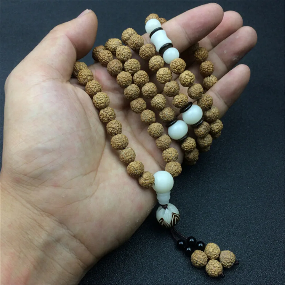 Горячая Распродажа 9 мм натуральные бусины 108 Rudraksha ожерелье Модные мужские зерна