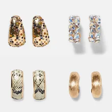 Girlgo дизайн ZA Разноцветные серьги-гвоздики с кристаллами для женщин геометрические Макси массивные серьги трендовые вечерние ювелирные изделия на День святого Валентина