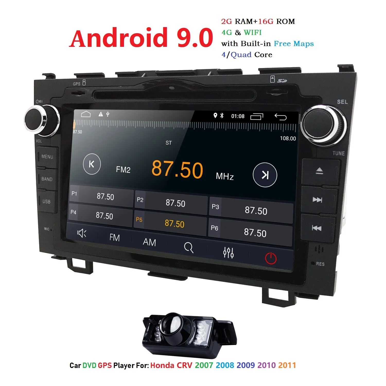 Android 9,0 HD 1024*600 автомобильный dvd-плеер радио для Honda CRV 2007 2008 2009 2010 2011 4G wifi gps навигация головное устройство мультимедиа
