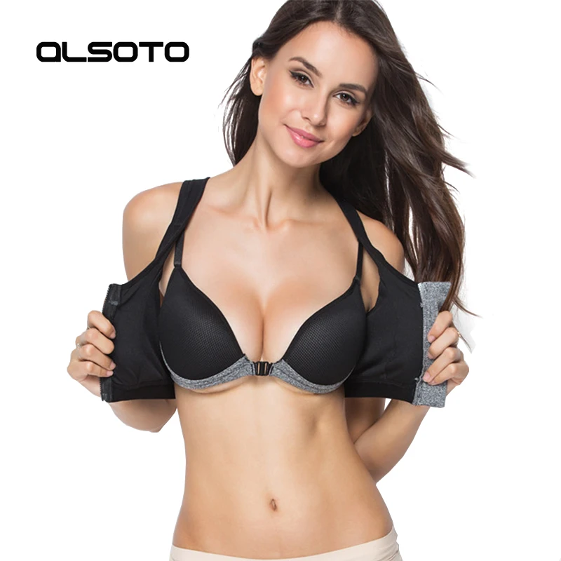 Women sports bra shockproof No rims Vest running font b fitness b font underwear Front zipper