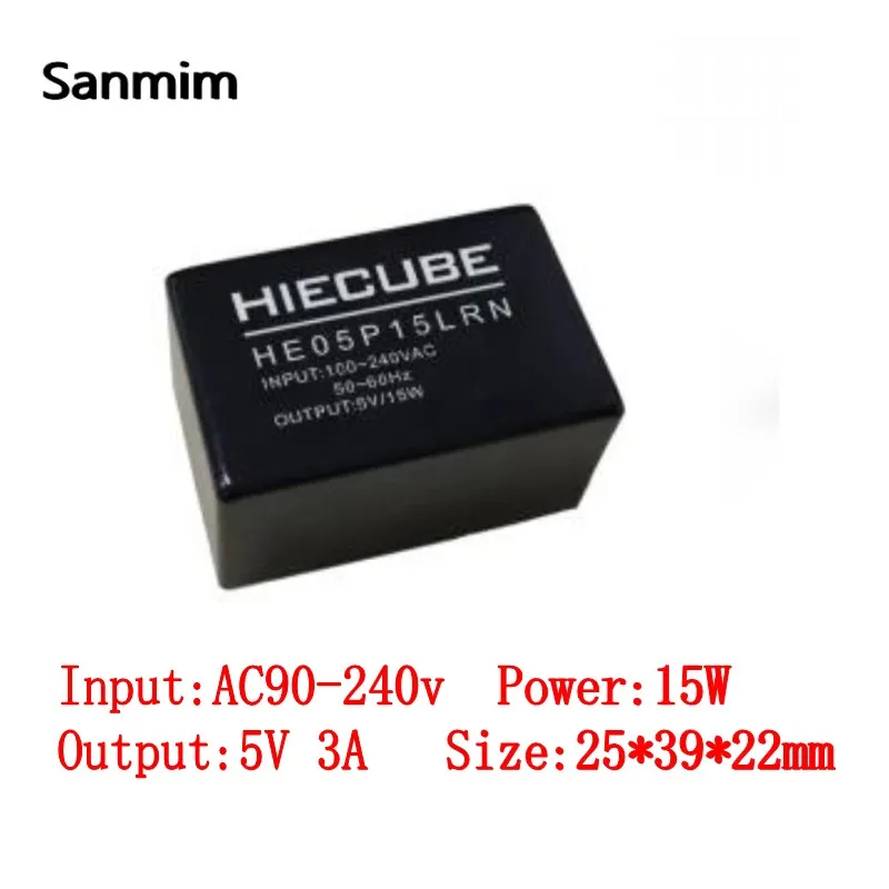 SANMIN 1 шт. AC110V/220V-DC5V 3A 15 Вт изолированный переключатель модуль питания от 220 до 5 В черный силовой трансформатор