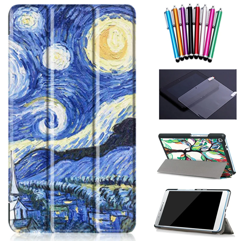 

Hot Pada Pu leather case cover For Lenovo TAB3 Tab 3 7 Plus 7703 7703x TB-7703X TB-7703F 7.0 tablet case+screen protector+stylus