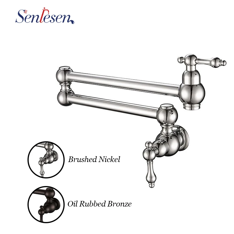 Senlesen Black Nickel Pot Filler Double Joint Spout Folding