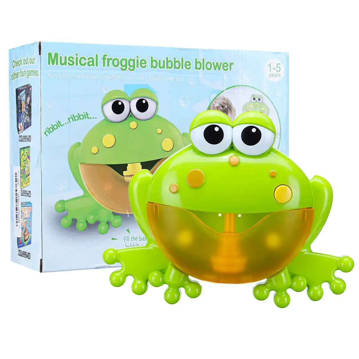 Напольное пузырчатое лягушки КИТ детская Ванна Игрушка устройство для мыльных пузырей ванна для Купания Мыло вода игрушки для детей Дети с музыкой - Цвет: Белый