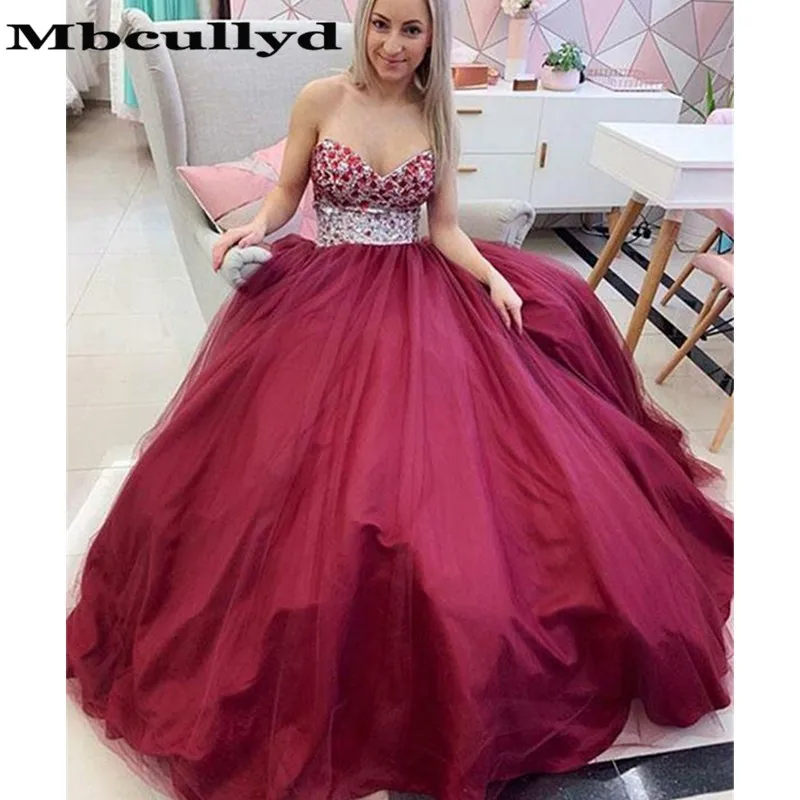 

Mbcully Sweetheart Burgundy Prom Dresses 2023 Glitter Beading Crystal Long Formal Party Dress Vestidos De Gala Long Floor Length