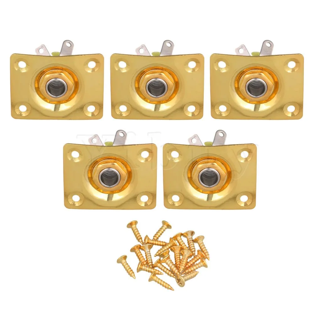 

Yibuy Gold 37x29mm Output Square Electric Guitar Jack Plate Socket
