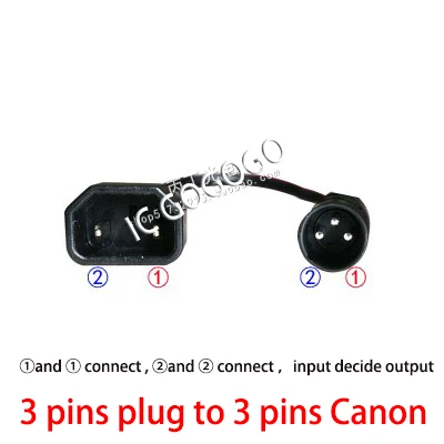 Зарядное устройство батарея переходник eBike мощность шнур преобразования 3 Pin T тип видео XLR Cannon DC2.5 Кабельный разъем Стандартный c14 - Цвет: 3 pins to Canon