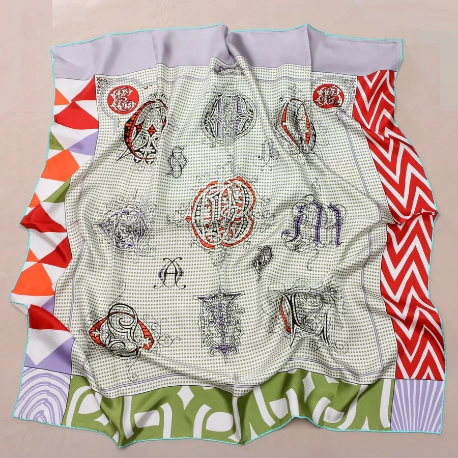 

35" Large Square 100% Twill Silk Scarf Hijab Head Scarves High Quality Birthday Gifts for Women