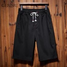 Gersri мужские шорты летние свободные повседневные шорты с эластичной резинкой на талии плюс размер 32-48 короткие брюки повседневные хлопковые мужские карго шорты