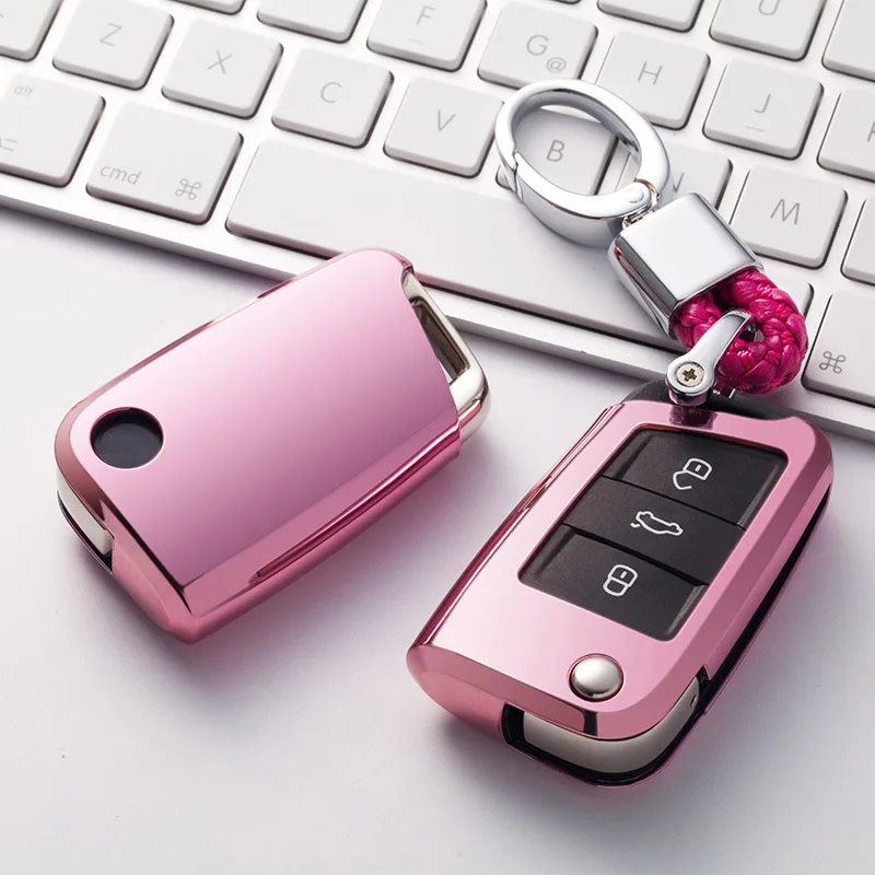 Soft TPU Car Key Remote Case Cover Holder Case For Volkswagen VW Golf 7 mk7 Seat Ibiza Leon FR 2 Altea Aztec For Skoda Octavia