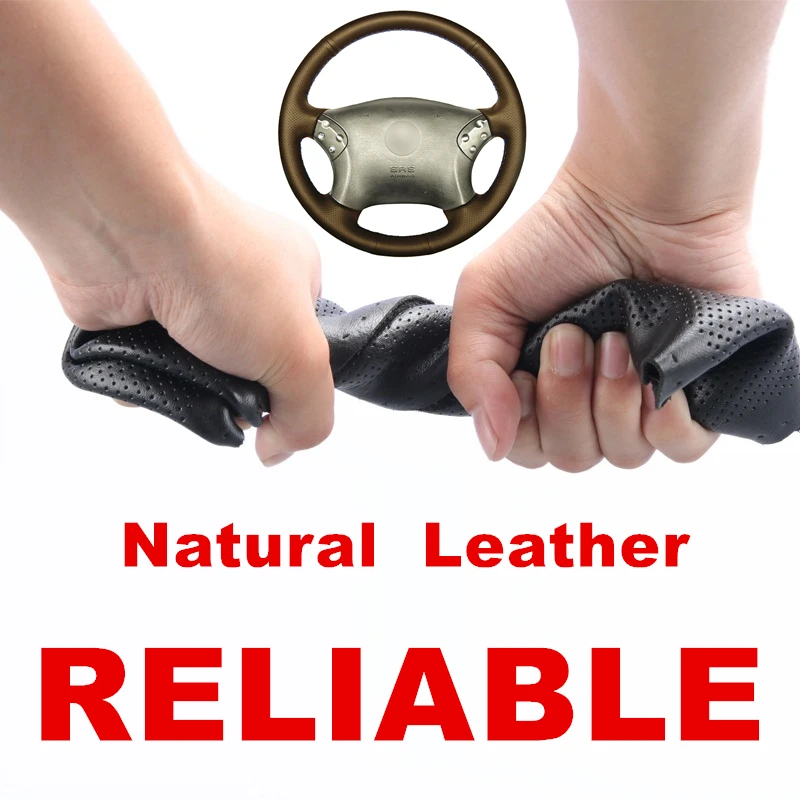 

Hand sewing Black Microfiber Leather car Steering Wheel Covers Brown Microfiber Leather For Mercedes Benz W203 C-Class 2001-2007