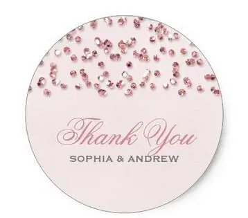 1 5inch pink glitter look confetti thank you sticker in stationery