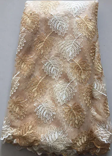 Золотая нигерийская кружевная ткань Дубай французский кружевной тюль кружева последняя африканская кружевная ткань с камнями и бисером CLL3248 - Цвет: As picture 5