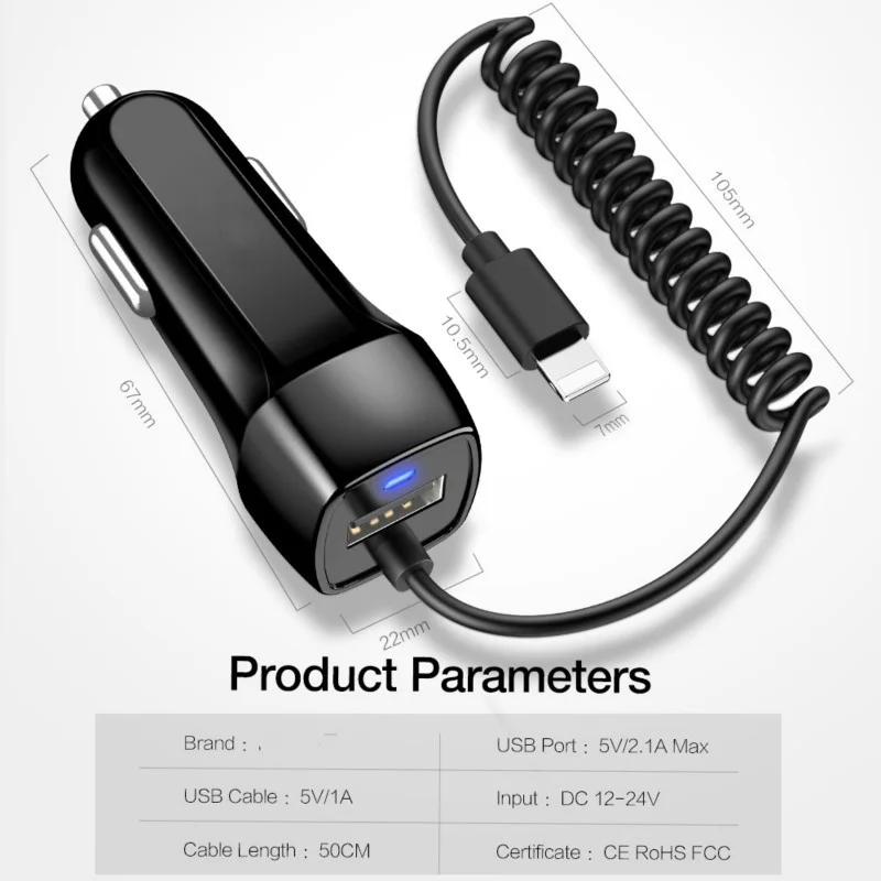 USB Автомобильное зарядное устройство для IPhone X 7, зарядное устройство для телефона с микро-usb type C, кабель для освещения samsung S9 S8 Plus, быстрое usb зарядное устройство