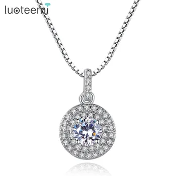 

LUOTEEMI Brand New Round Clear Tiny Shining Crystal Necklace Fashion Zircon Gargantilla Pendant Collier Femme Jewelry Collares