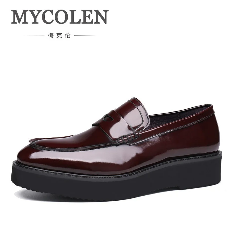 MYCOLEN Thick Bottom Round Toe Men Formal Shoes Cow Genuine Leather Lace Up Male Footwear Shoes Top Quality Brand Fashion Shoes цена MYCOLEN Thick Bottom Round Toe Men Formal Shoes Cow Genuine Leather Lace Up Male Footwear Shoes Top Quality Brand Fashion Shoes цены онлайн