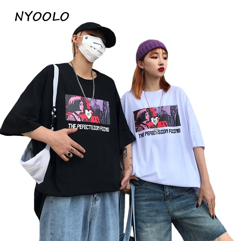 

NYOOLO Harajuku Style funny letters Print tee shirt Summer streetwear Short Sleeve T-Shirt women men clothing cotton tops