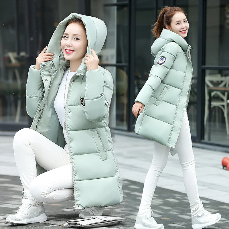 2016 autumn and winter wadded jacket female medium long thickening cotton padded jacket slim with a