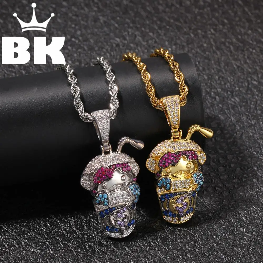 

THE BLING KING Custom bubble Initial Cola Girl CZ Pendant Necklace Hip Hop Full Iced Out Cubic Zirconia gold sliver CZ Stone