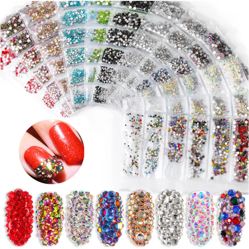 

1300pcs/pack Shiny Crystal Nail Art Rhinestones Decorashion Diamond for DIY Nail Tips Manicure Nails Jewelry Stones Accessories
