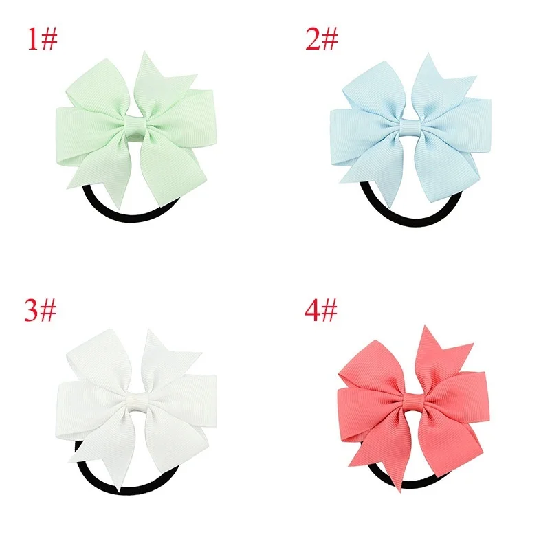 Sale Solid Ribbon Bows Hair rope Girls Bow Elastic kids Children Hair Tie Hair Band princess Hair Accessories