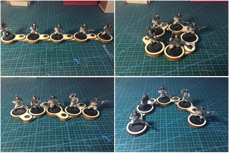 

4 Groups Wooden Linked Metal Shaft Moving Tray DIY 25mm 32mm Base Tray for SRPG RPG S RPG Gaming Tray