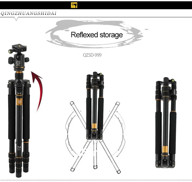 Горячая Q999 Профессиональный фотографический Портативный штатив для монопода+ шаровая Головка для цифровой SLR DSLR камеры складной 43 см Максимальная загрузка 15 кг