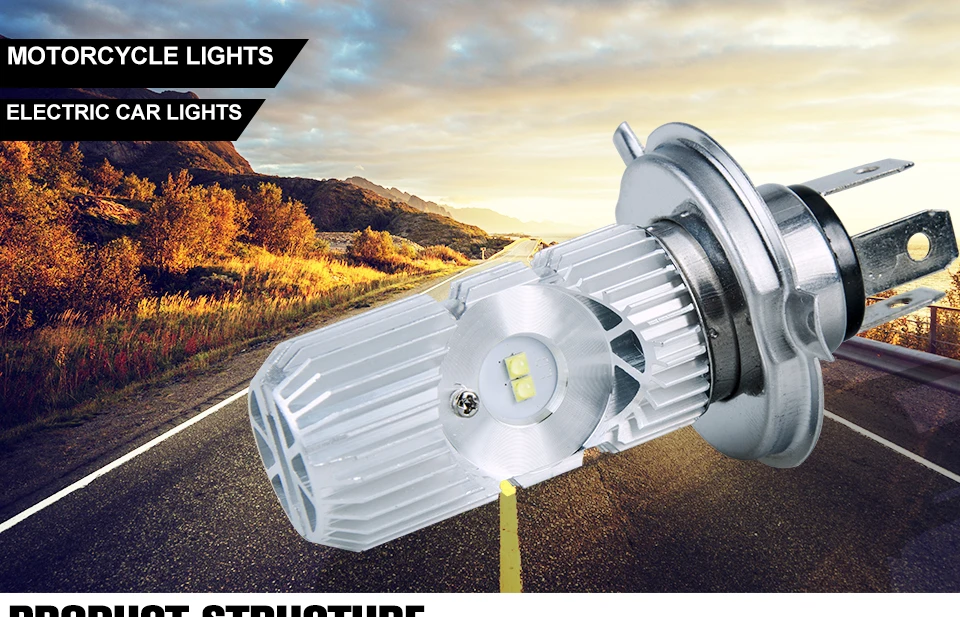 YzzYzz H4 LED Motorcycle Headlight Bulbs 1400LM 6000K 20W HS1 Faros Led Moto Motorbike Headlamp Lighting Electric Car Lights 12V (1)