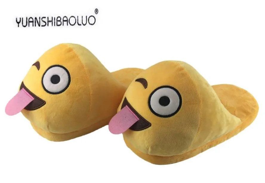 

Indoor Warm Emoji Slippers Winter Cotton Plush Slipper Emoji Shoes Smiley Emoticon Winter Soft Free Size