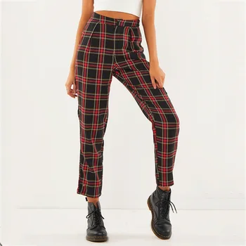 

Palazzo Pants Flat Women Top Polyester England Style None Free Shipping 2020 Summer Korean New Pants Cotton Sweet Plaid Wome