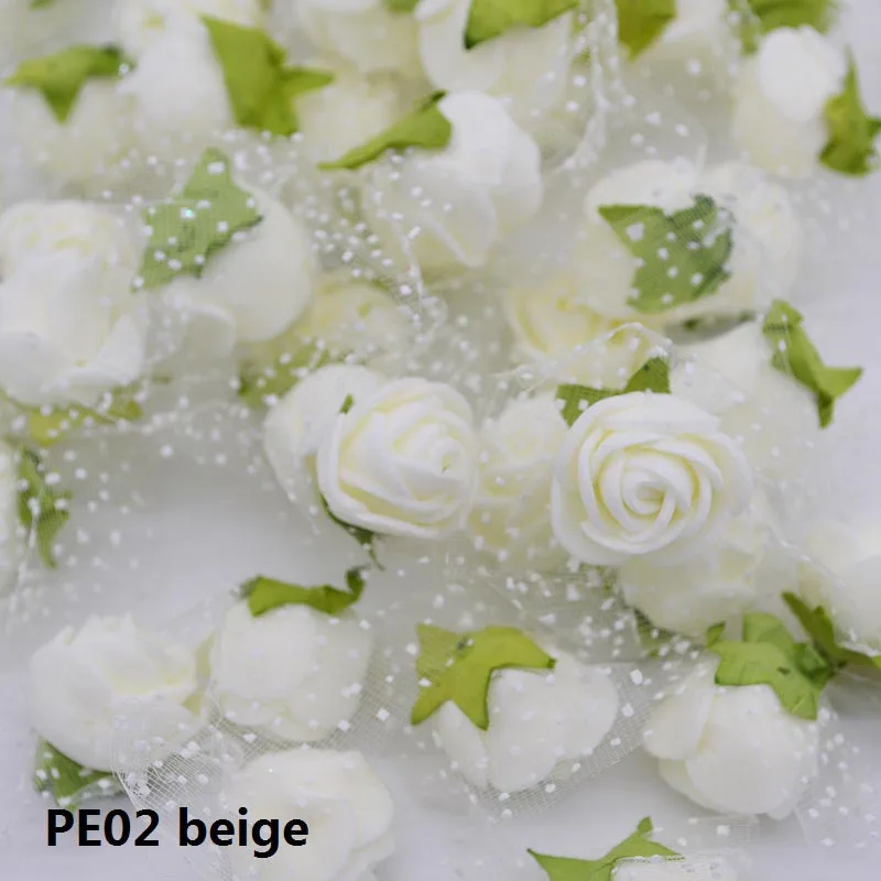50 шт. 2 см мини ПЭ пены розы искусственные цветы для свадебной вечеринки украшения дома DIY плюшевый медведь венок Ремесло Цветок букет - Цвет: PE02 beige