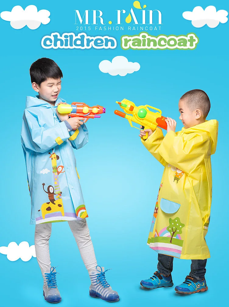 100 Original Cartoonraincoat Unisex Kids Rain Coat Waterproof