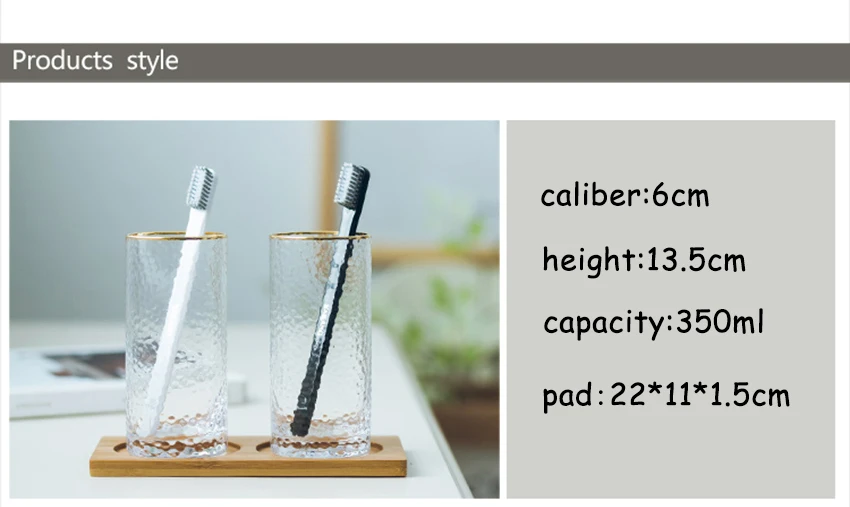 Золотая оправа для ванной Tumblers чашка держатель для зубной щетки прозрачная стеклянная пара щеточная чашка отель товары для дома многофункциональные
