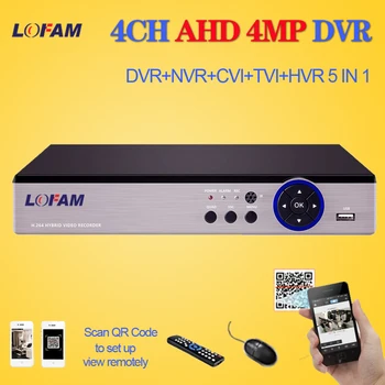 

LOFAM 4CH 4MP AHD DVR NVR Mini 4K Digital Video Surveillance Recorder 4CH For CCTV Security Analog AHD IP TVI CVI Cameras 5 In 1