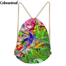 Coloranimal красивый 3D цветочный принт женские сумки на шнурке винтажная мода путешествия шоппинг Softback рюкзак для девочек-подростков