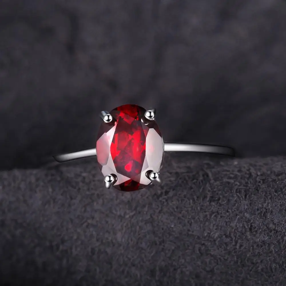 JewelryPalace натуральный гранат кольцо пасьянс 925 пробы серебряные кольца для женщин