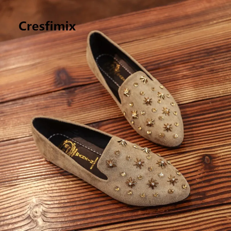 Mujer Confortable A Chaussures Plat Lady Bout Mignon Noir Pointu b Casual Brun Femmes Rivet Zapatos Cool c B3290 Cresfimix e d De ZSwxqTnE