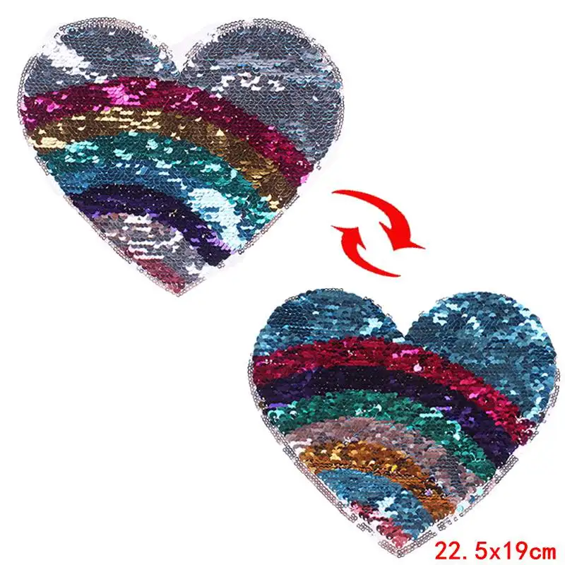 Prajna Love Heart Patches Прошитые Двухсторонние цветные нашивки для одежды радужная
