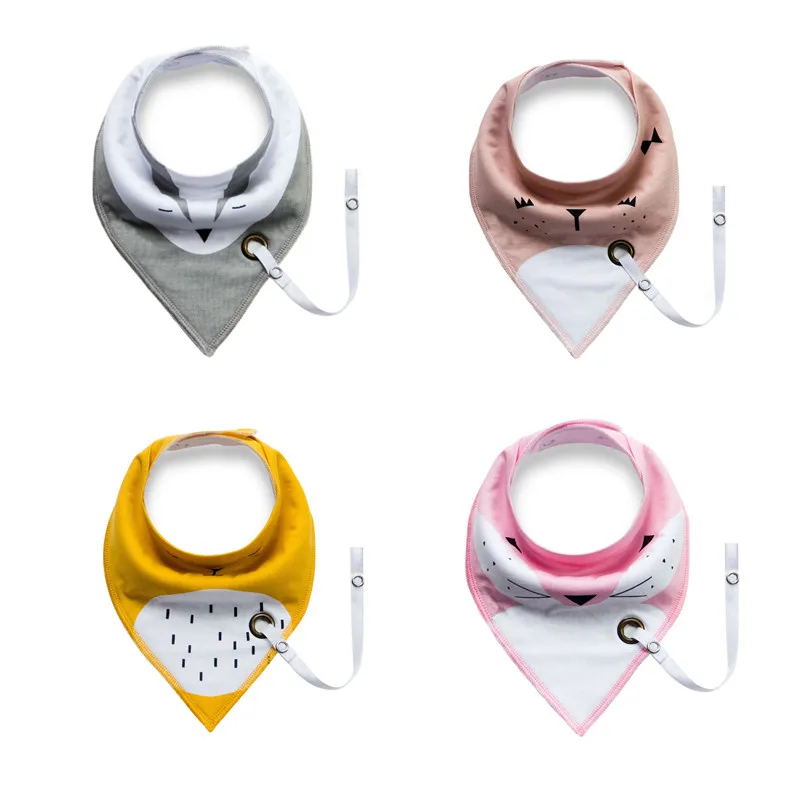 

Baberos Bebes Baby Bibs Easy to Carry Nipple with Rope Cartoon Infant Cotton Bandana Triangle Bib For Newborn Feeding