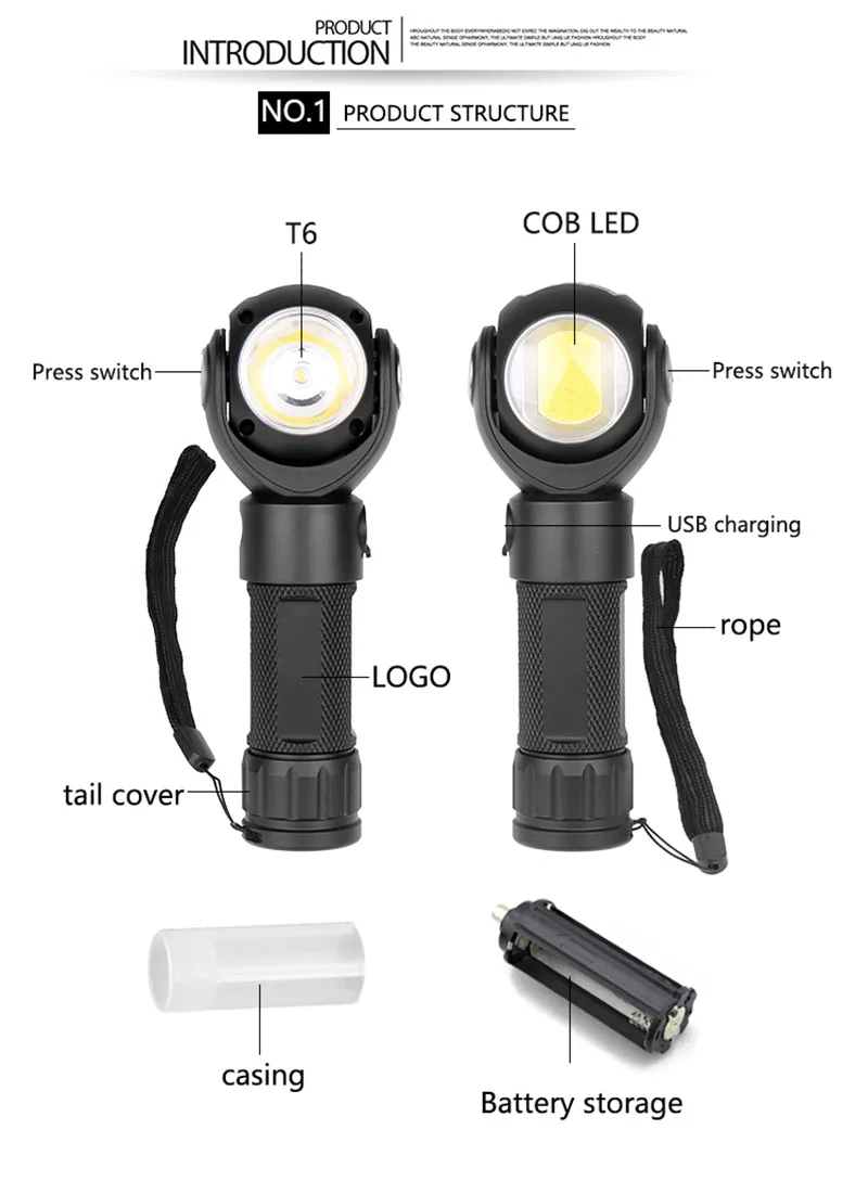 ZK5 дропшиппинг T6 COB с магнитным креплением светодиодный вспышка светильник фонарь 360 Вращение рабочий светильник походный светильник s Пеший Туризм Фонарь USB зарядное устройство