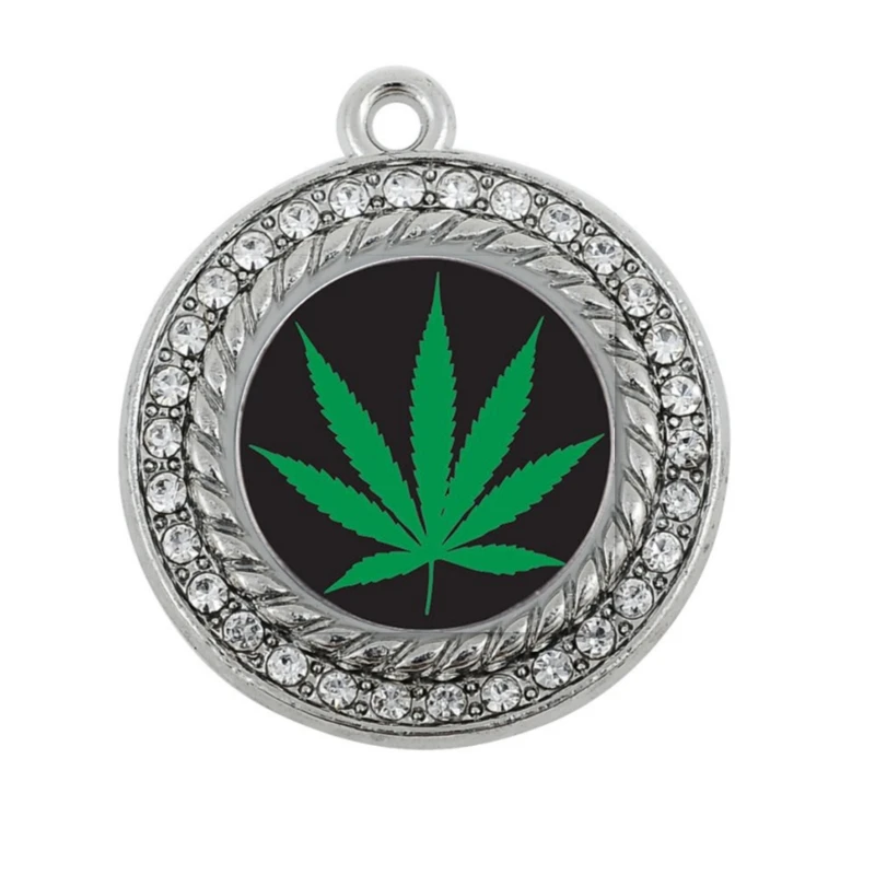 

LEAF SQUARE CIRCLE CHARM antique silver plated jewelry