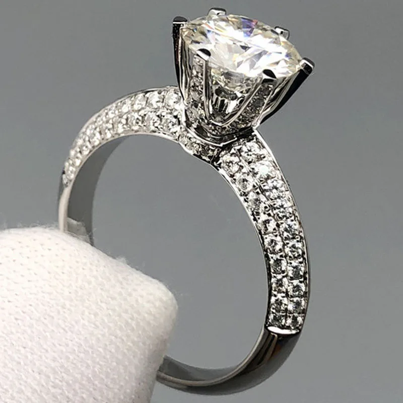 New 2 Carat 18K Rose Gold 2 Ct Moissanite Diamond Ring Crown For Women ...